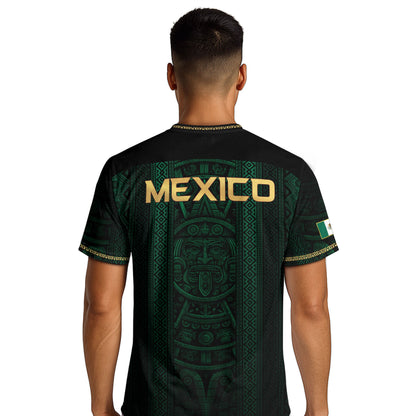 Mexico Soccer Jersey Men Green Aztec Pattern Football Shirt Fan Wear