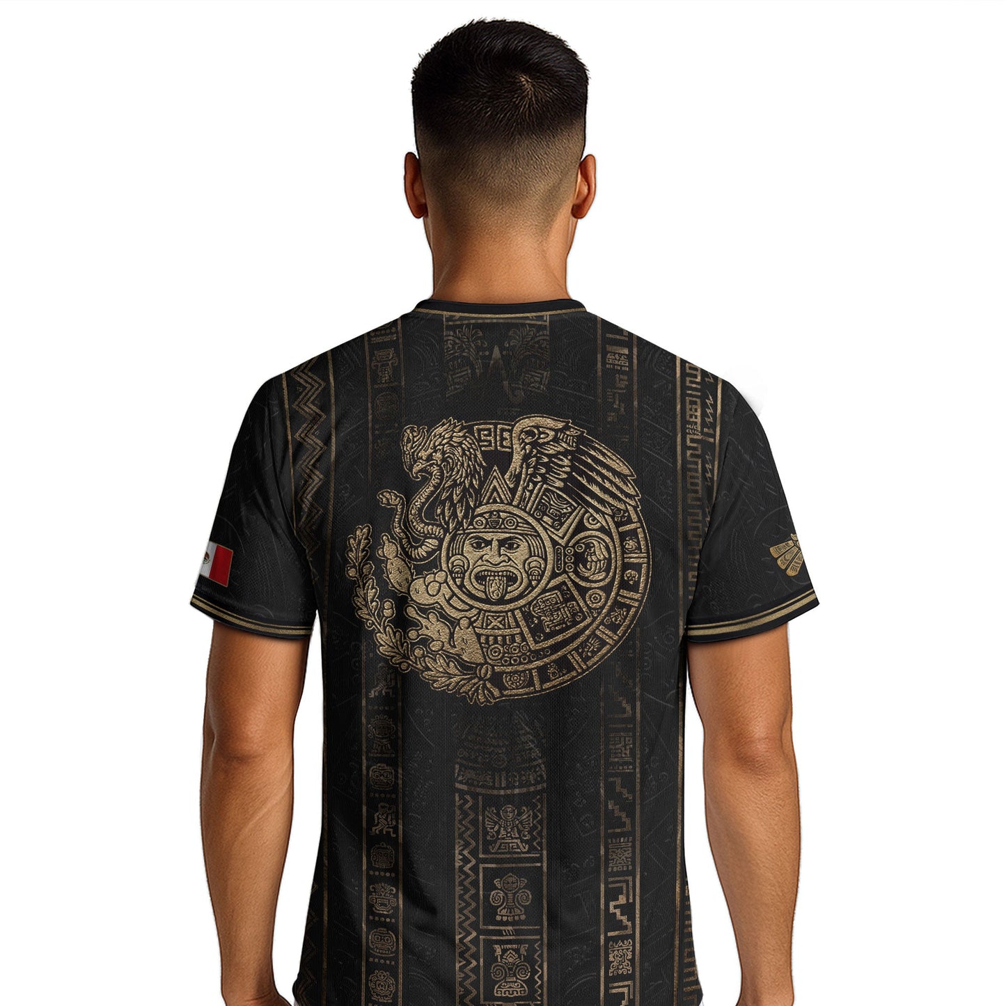 Mexico Soccer Jersey Black Gold Aztec Calendar Football Shirt Fan Men Edition Tee