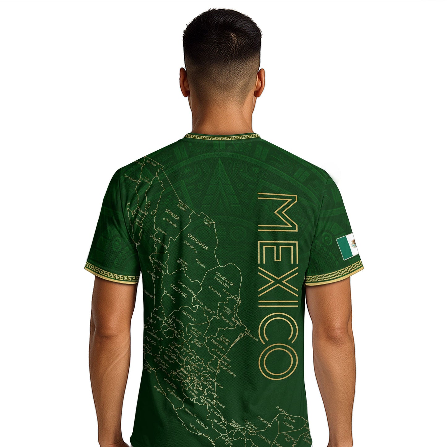 Men's Green Mexico Map Eagle & Snake Graphic T-Shirt – Mexico Country Outline Print Tee