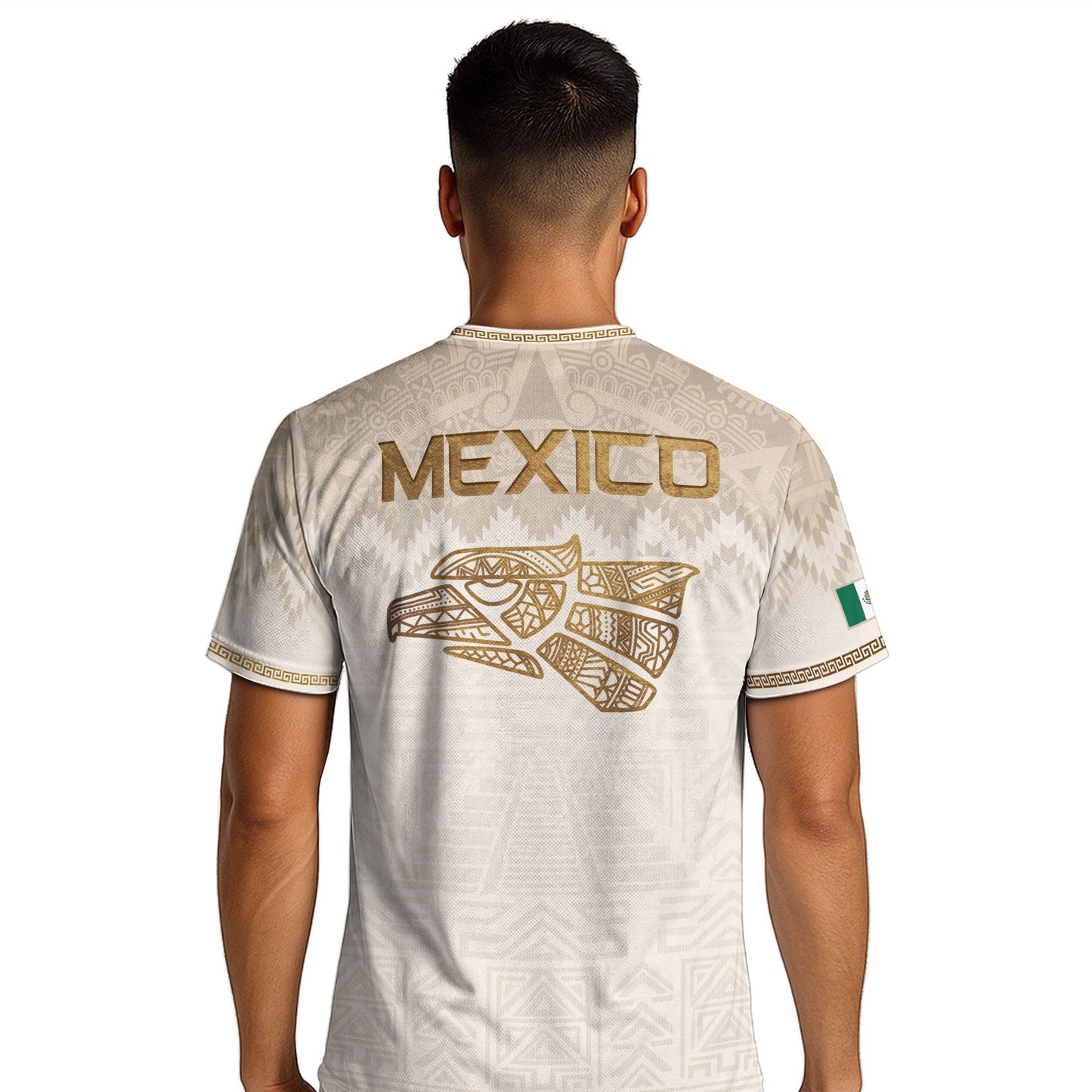 Men's Black Mexico Aztec Calendar Graphic T-Shirt – Gold Mexico Eagle Heritage Print Tee