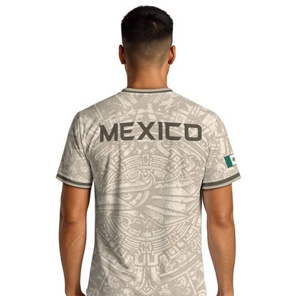 Mexico Soccer Jersey Beige Aztec Eagle - Modern Heritage Football Fan Tee