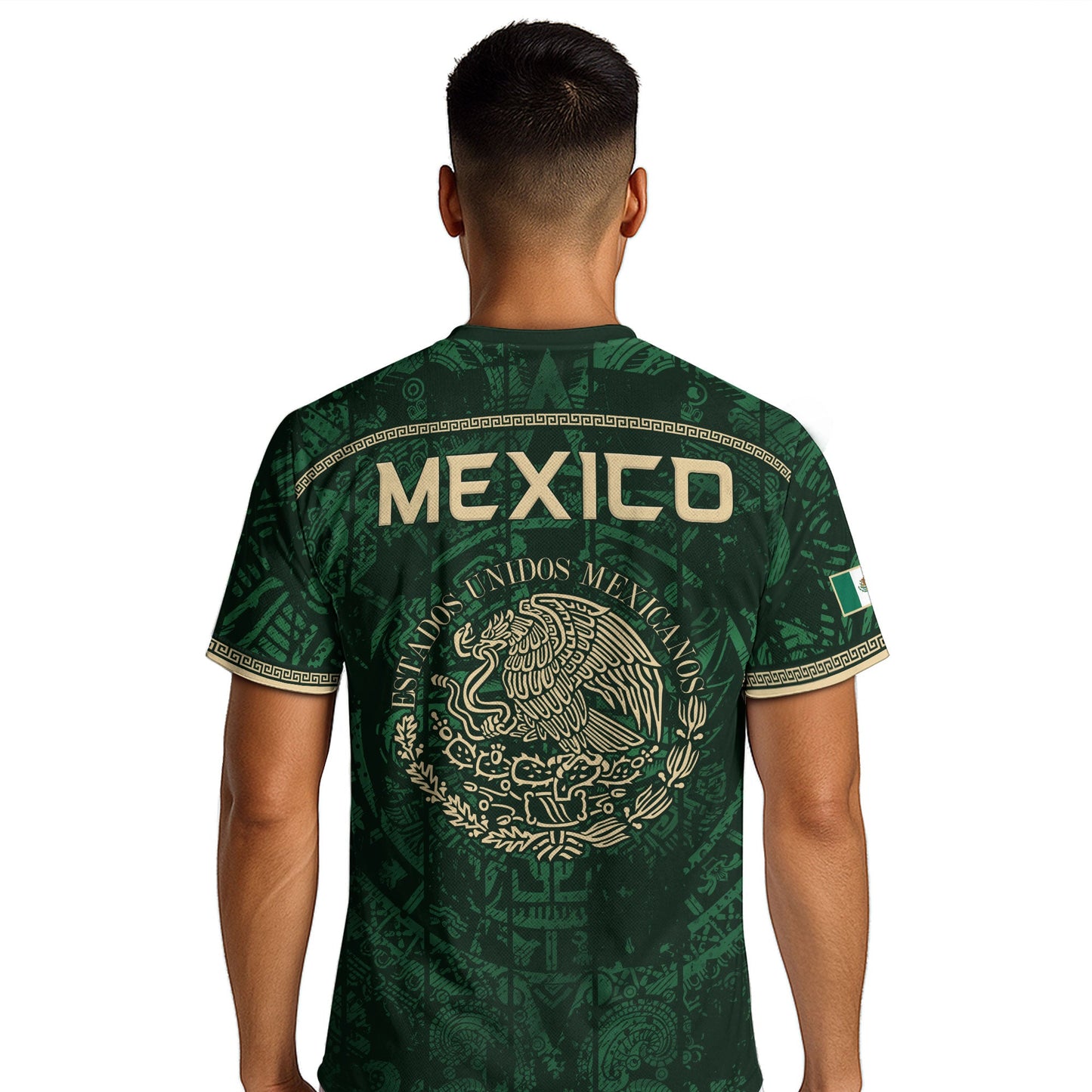 Mexico Soccer Jersey Green Eagle Crest - Aztec Sun Stone Heritage Fan Football Men Shirt