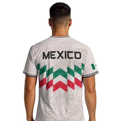 Mexico Soccer Jersey White Chevron Aztec - Mexico National Team Fan Heritage Shirt