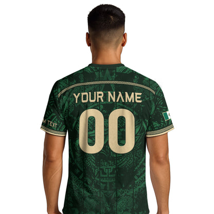 Custom Mexico Soccer Jersey Aztec Calendar Green Heritage Personalized Football Shirt