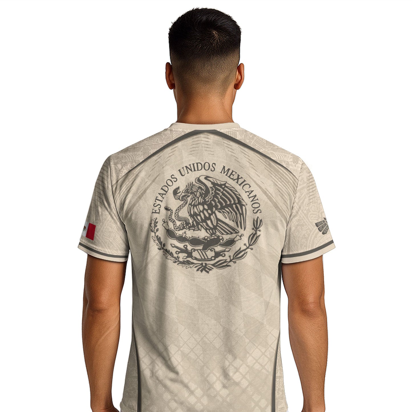 Mexico Soccer Jersey - Beige Vintage Aztec Pattern Heritage Graphic Football Shirt