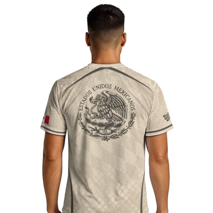 Mexico Soccer Jersey - Beige Vintage Aztec Pattern Heritage Graphic Football Shirt