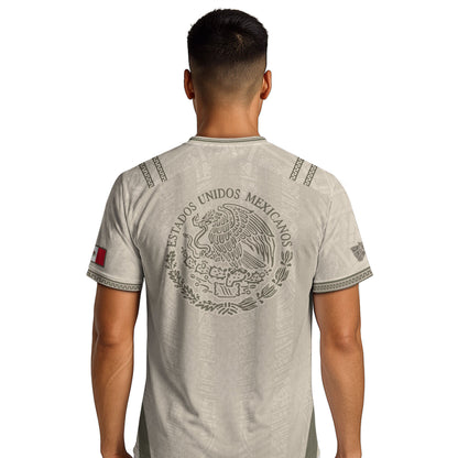 Mexico Soccer Jersey - Beige Vintage Aztec Pattern Heritage Football Shirt
