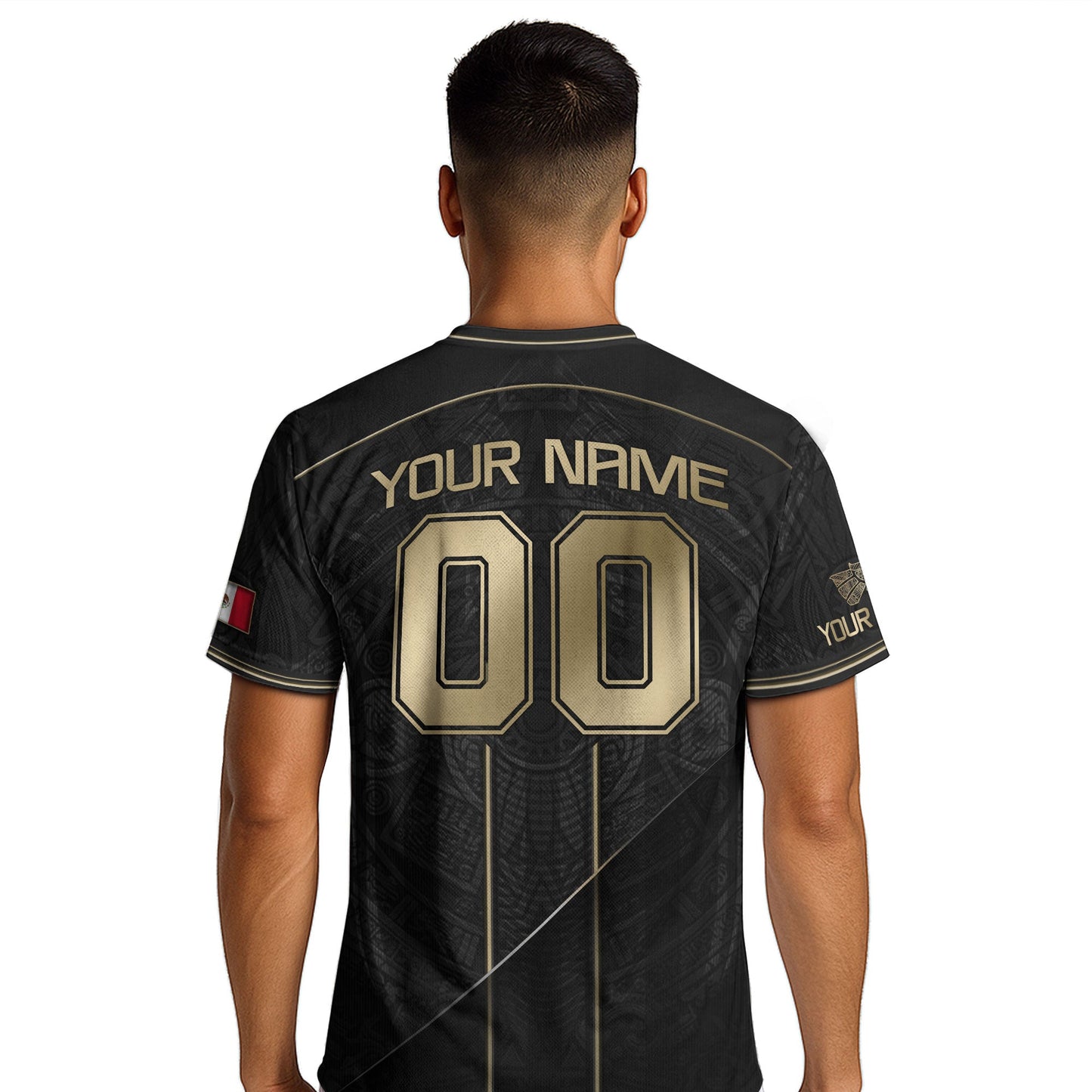 Black Mexico Soccer Jersey Custom Name Number Aztec Warrior Shirt