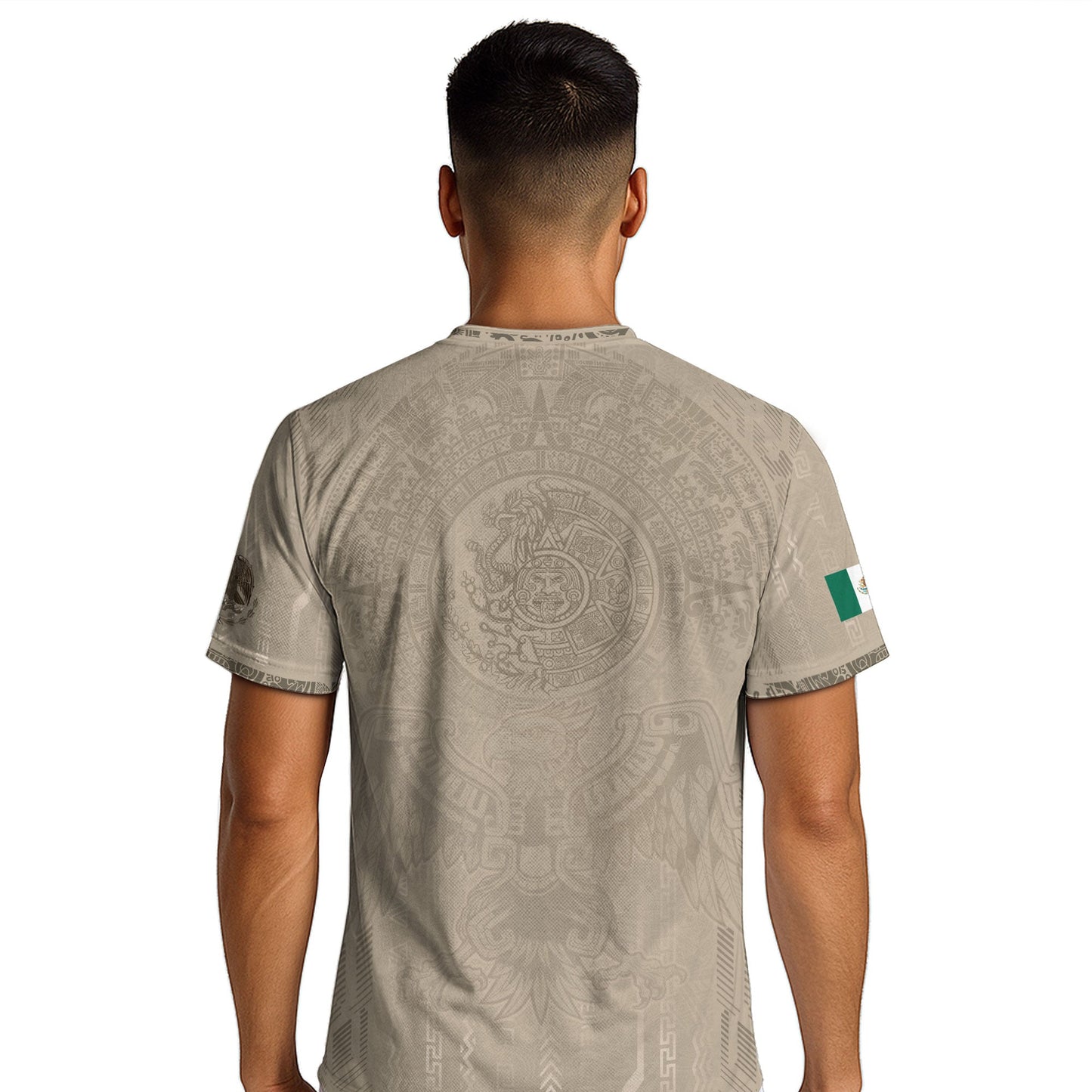 Mexico Soccer Jersey Beige Aztec Calendar Mexican Football Fan Shirt Tee