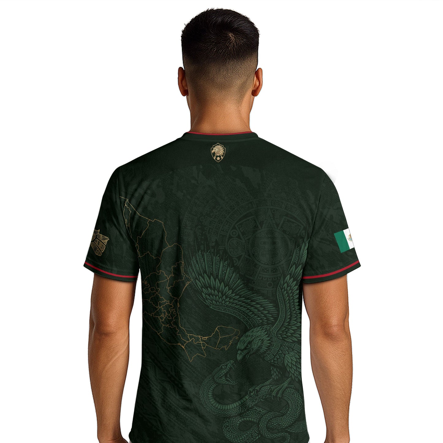Green Mexico Football Jersey Aztec Eagle Mexican Soccer Fan Apparel Tee