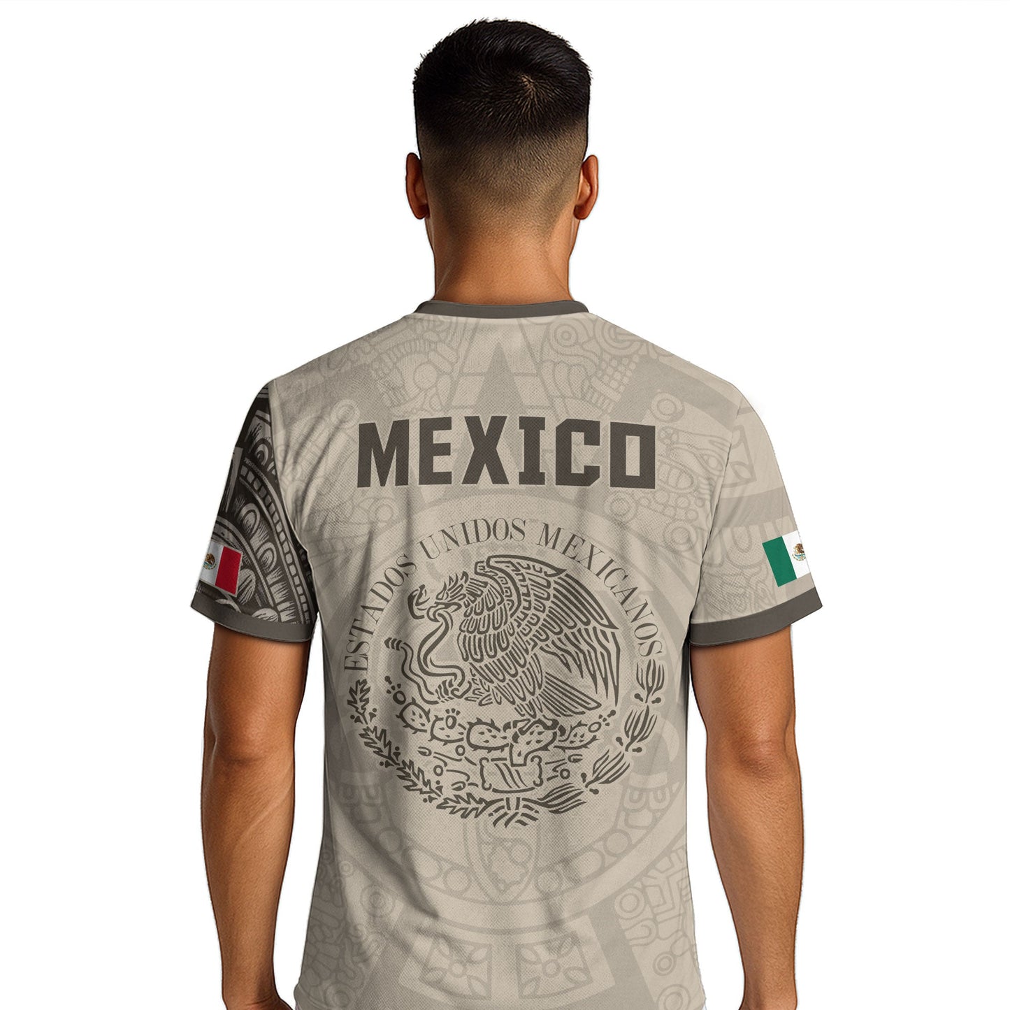Mexican Heritage Jersey Beige Aztec Design Mexico Eagle Soccer Shirt Men Women