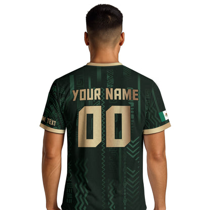 Custom Mexico Aztec Eagle Jersey Green Gold Mexican Pride Heritage Football Soccer Shirt