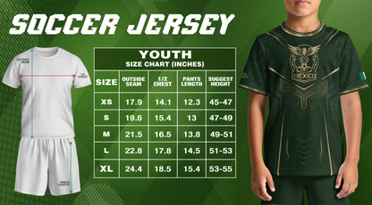 Mexico Soccer Jersey Youth Green Gold Eagle Shield Warrior Culture Print Football Shirt