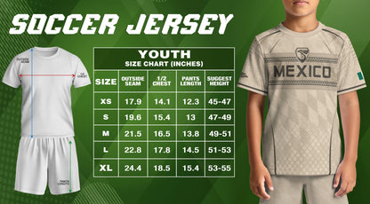 Mexico Youth Soccer Jersey Aztec Design Kids Football Uniform Breathable Sportswear Set