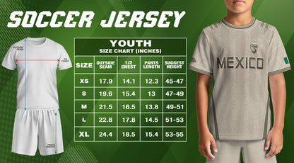 Mexico Youth Soccer Jersey Aztec Style Kids Football Shirt Vintage Breathable Sportswear