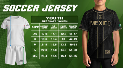 Mexico Youth Football Kit Black Gold Aztec Design Kids Soccer Uniform Elite Sportswear Top