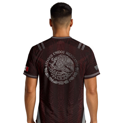 Mexico Soccer Jersey Men Maroon Silver Eagle Football Shirt Retro Fan Apparel