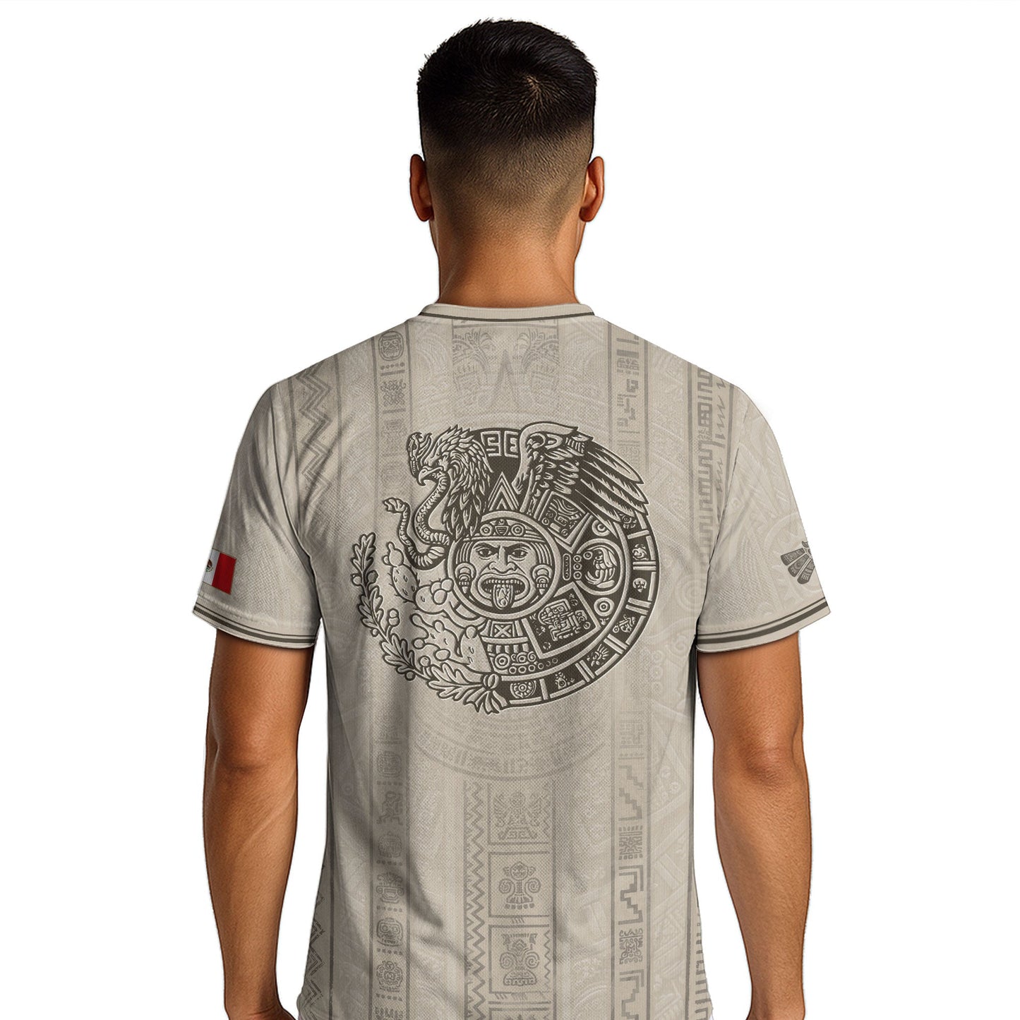 Mexico Soccer Jersey Men White Aztec Pattern Football Shirt Classic Fan Apparel