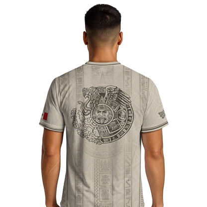 Mexico Soccer Jersey Men White Aztec Pattern Football Shirt Classic Fan Apparel