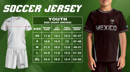 Heritage Inspired Mexico Soccer Jersey, Maroon Silver Eagle Football Shirt for Youth