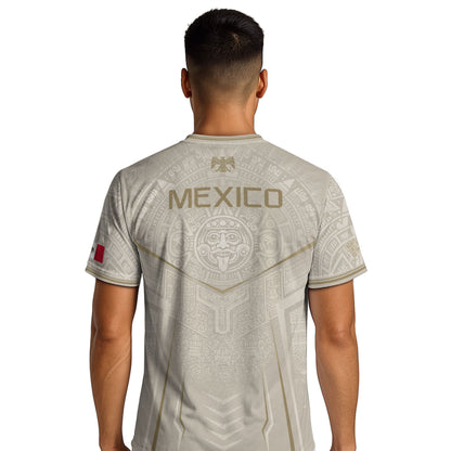 Mexico Soccer Jersey Aztec Eagle Heritage Football Men Shirt Mexico Fan Tee Beige