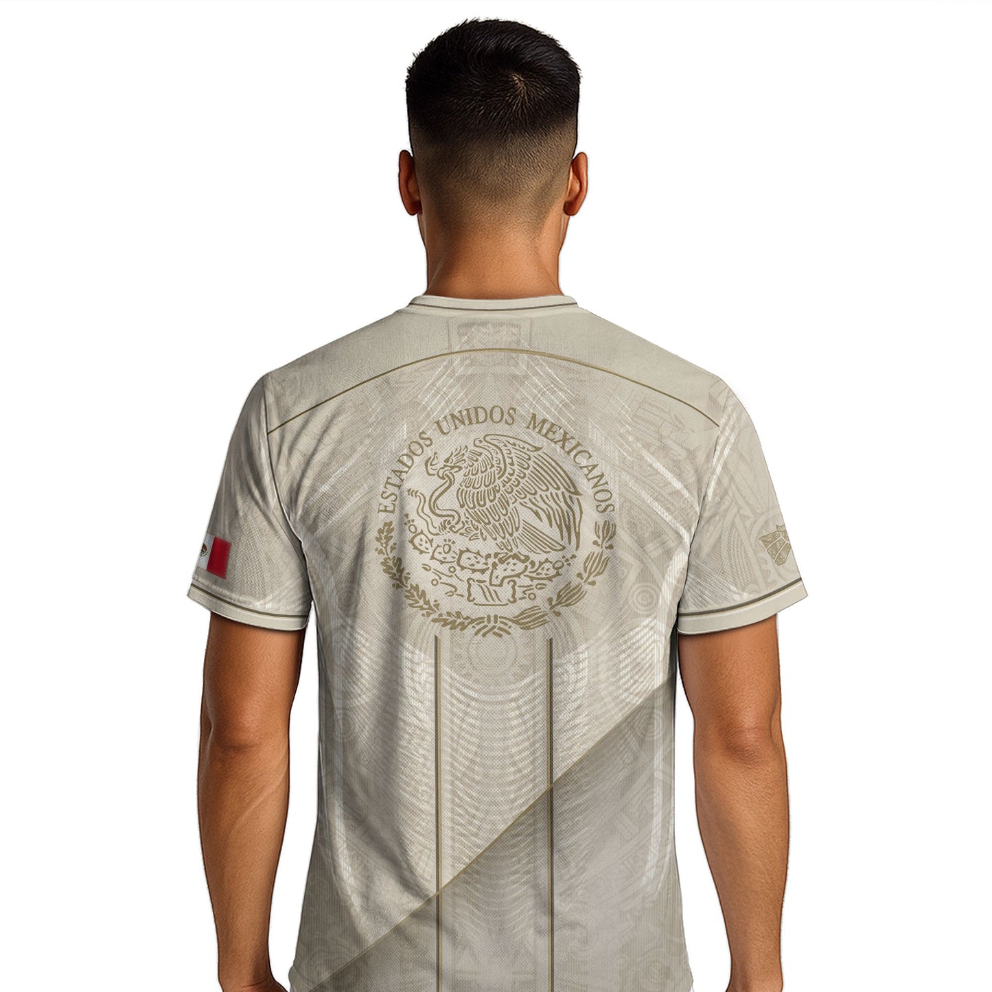Mexico Soccer Jersey Men Beige Gold Aztec Calendar Mexican Football Shirt