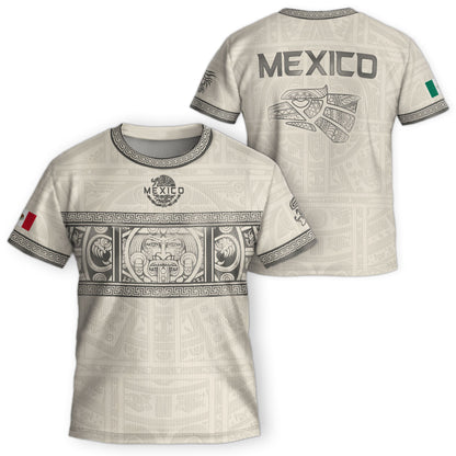 Mexico Kids Soccer Jersey Aztec Art White Youth Football Shirt Toddler Training Kit