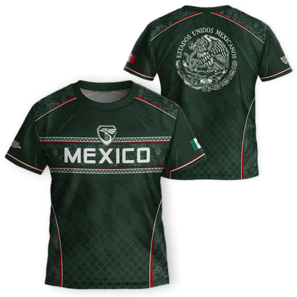 Youth Mexico Soccer Jersey Green National Coat of Arms Aztec Heritage Football Shirt Set