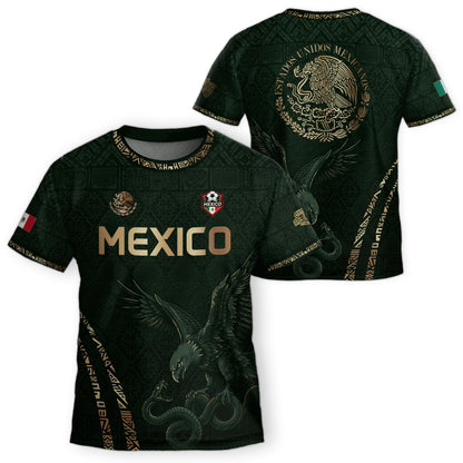 Mexico Soccer Jersey Kid Youth Aztec Eagle Dark Green Football Shirt Gift