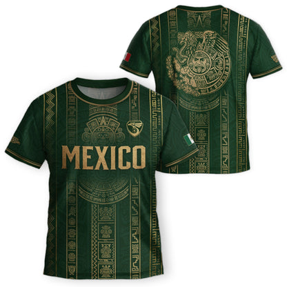 Mexico Soccer Jersey Youth Green Gold Tribal Football Shirt Premium Fan Apparel
