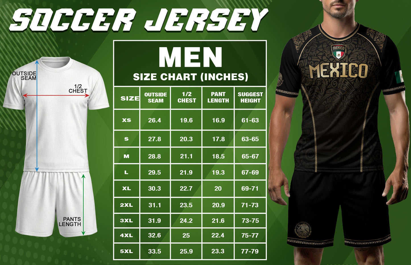 Mexico Heritage Black Tan Arch Design Aztec Empire Pride Graphic Soccer Jersey