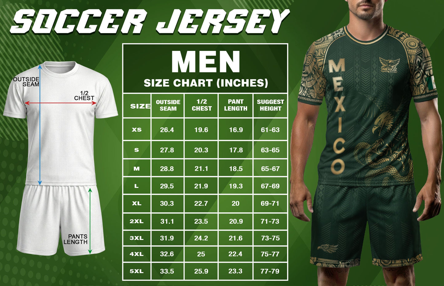 Mexico Heritage Green Gold Eagle Fighting Snake Mythological Soccer Jersey