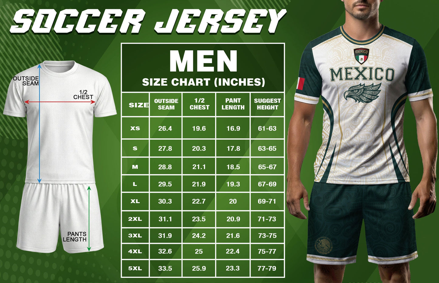 Mexico Green White Aztec Eagle Heritage Estados Unidos Mexicanos Soccer Jersey