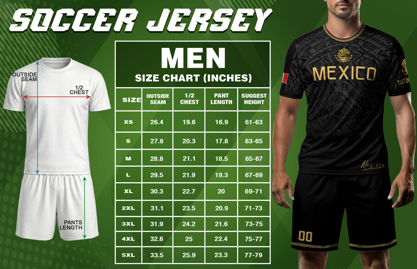 Custom Mexico Soccer Jersey – Black Aztec Heritage Pattern Personalized Football Shirt