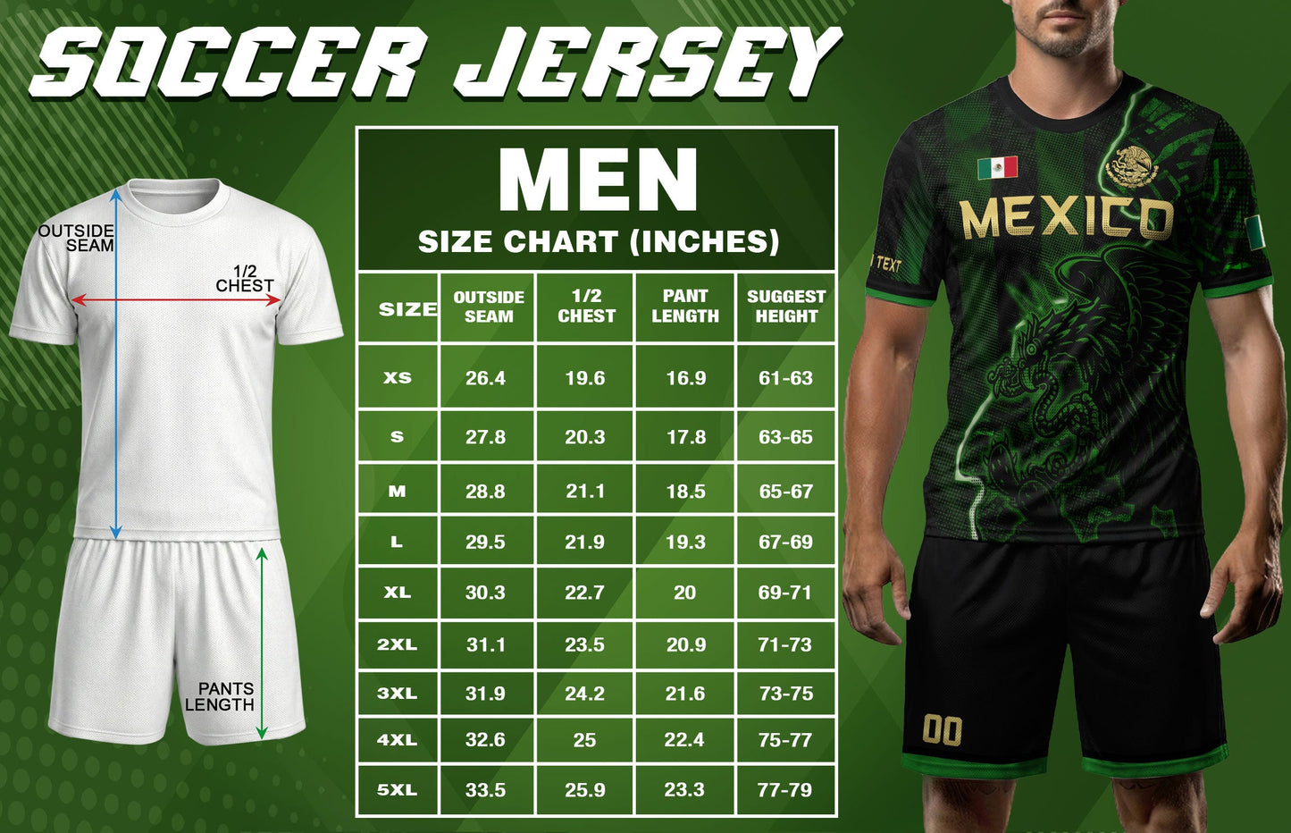 Custom Mexico Soccer Jersey – Black Green Aztec Serpent Lightning Football Shirt