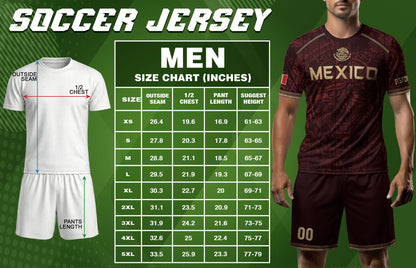 Personalized Mexico Soccer Jersey - Maroon Gold Aztec Calendar Heritage Football Shirt