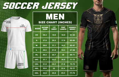 Mexico Soccer Jersey - Black & Gold Aztec Sun Stone Tribal Football Shirt