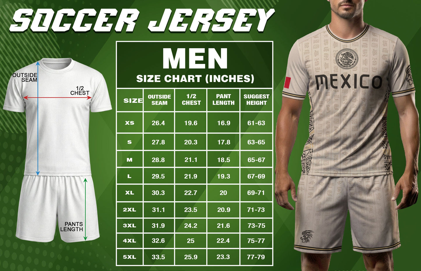 Beige Mexico Soccer Jersey Aztec Heritage Pattern Mexican Football Shirt Unisex