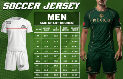Green Mexico Soccer Jersey Aztec Sun Calendar Mexican Football Shirt for Fans
