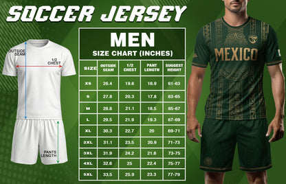 Mexico Soccer Jersey Men Green Gold Aztec Sun Stone Mexican Football Shirt