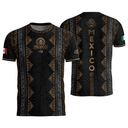 Mexico Heritage Black Gold Vintage Tribal Aztec National Soccer Jersey