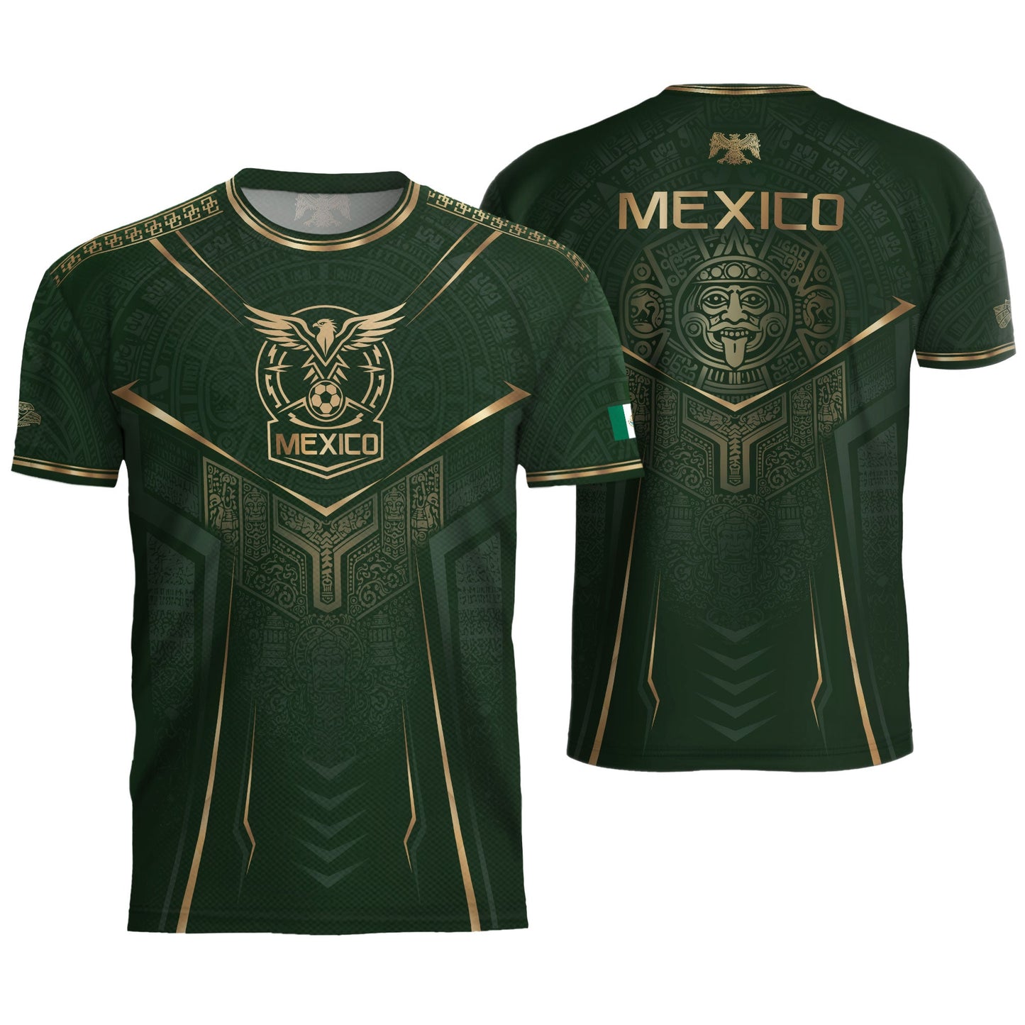 Mexico Soccer Jersey Green Aztec Sun Stone Edition - Mexico Fan Heritage Style Shirt