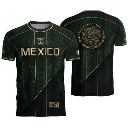 Mexico Green Gold Aztec Eagle Heritage Estados Unidos Mexicanos Soccer Jersey Football
