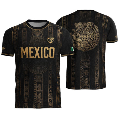 Mexico Soccer Black Gold Aztec Eagle Heritage Estados Unidos Mexicanos Soccer Jersey Football