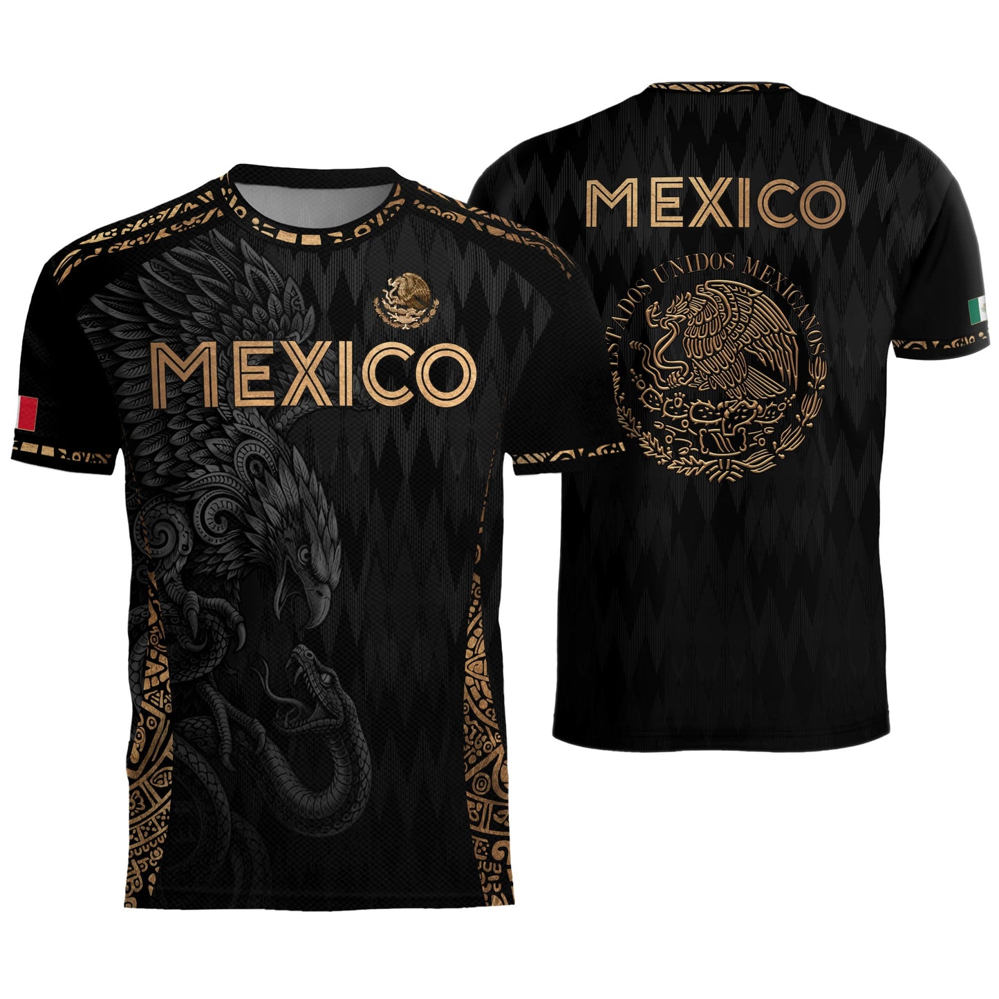 Mexico Soccer Jersey Black Gold Eagle Aztec Football Shirt Men Fan Edition