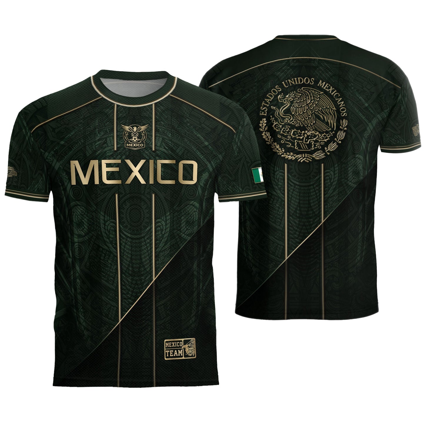 Mexico Soccer Jersey Dark Green Gold Football Shirt Aztec Fan Men Edition Apparel