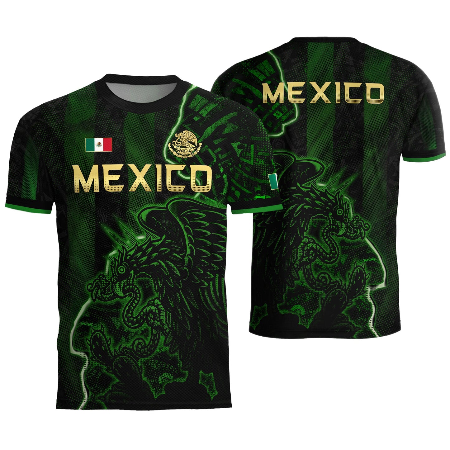 Mexico Soccer Jersey Green Black Electric Eagle - Mexico National Team Fan Heritage Shirt