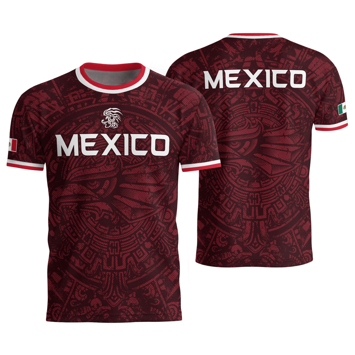 Men's Burgundy Mexico Aztec Eagle Graphic T-Shirt – Tribal Heritage Mexico Print Tee