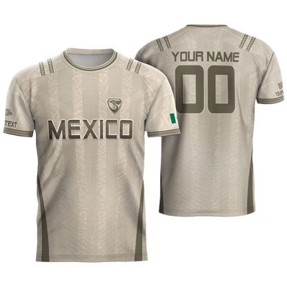 Mexico Soccer Jersey Personalized Team Gear Beige Aztec Warrior Football Top