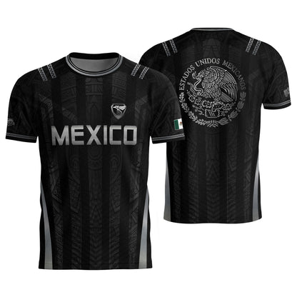 Mexico Soccer Jersey Men Black Aztec Eagle Crest Mexican Football Shirt